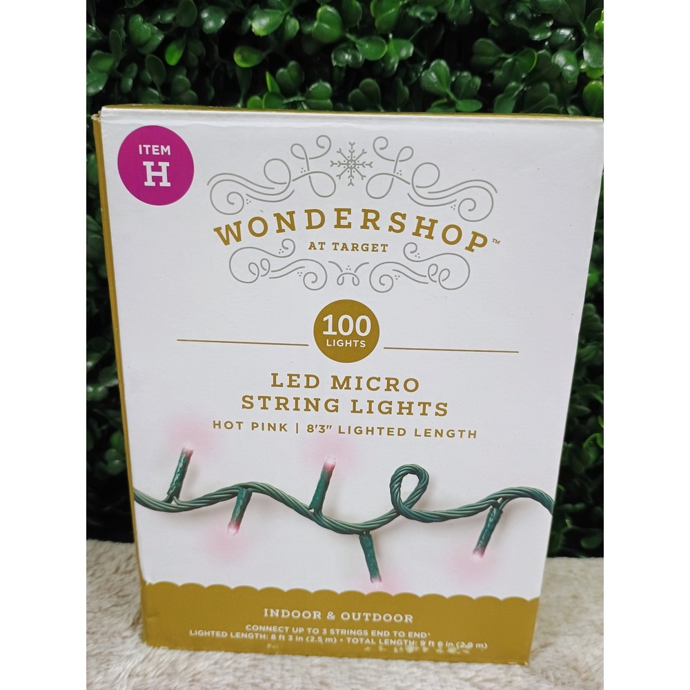 Wondershop Target 100 LED Micro String‎ Lights H Hot Pink Green Wire 9 Functions